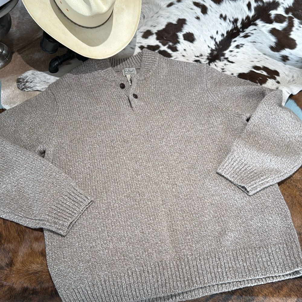 L.L.Bean Fisherman Core Henley vintage wool sweater